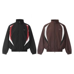 Patchwork Jacket Men Women 1:1 Best Quality Black Brown Windbreaker Jackets