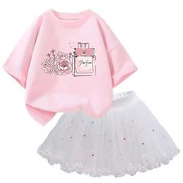 Clothing Sets Girls Birthday Princess Costume Cotton Water Bottle Top and Tutu Skills 2PK Set Kids Summer Fashion Dance/Party CostumeL2405