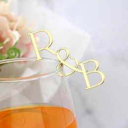 Party Supplies 100pcs Personalized Drink Stirrers Cocktail Tags Mirror Charms Custom Initials Wedding Toasting Topper