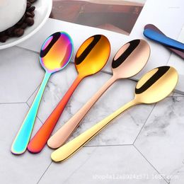 Spoons Colourful Mini Teaspoon Luxury Stainless Steel Rose Gold Tea Spoon Small Silver Scoop Mirror Tablespoon Tableware For Party