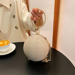 Evening Bags Luxury Shining Crystal Circular Ring Portable Metal Gold Sliver Round Ball Women's Handbags Clutch Wedding Wallets