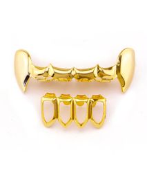 Whole Hip Hop Teeth Grillz Set Top Bottom Dental Grill Jewelry Halloween Gifts Bling Custom Tooth Cap Body Jewelry American 7405093
