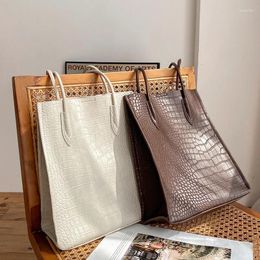 Shoulder Bags 2024 Korean Style Simple Large-capacity Portable Tote Bag Fashion Crocodile Pattern Single Handbag