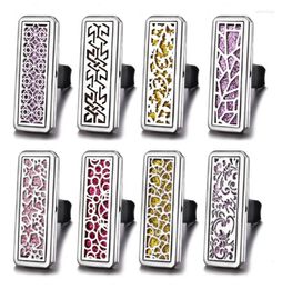 Pendant Necklaces Car Air Freshener Magnetic Diffuser Jewelry Rectangle Vintage Vent Clip Stainless Steel Perfume Lockets9255279