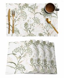 Table Mats Plant Texture Fruit Green Kitchen Tableware Cup Bottle Placemat Coffee Pads 4/6pcs Desktop