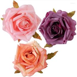 Decorative Flowers 8cm Roses Head Wedding Plants Wall Diy Christmas Decorations For Home Bride Brooch Artificial