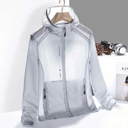 Men's Casual Shirts Mens summer elastic ice silk clothing sun protection and ultra-thin hooded jacket outdoor sports fishing Q240510