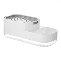 Liquid Soap Dispenser Kitchen With Sponge Holder Dish Detergent For Sink And Sponge-Caddy White