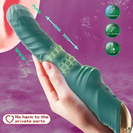 G Spot Thrusting Penis Vibrator Adult Sex Toys Clitoral Anal Stimulator Dildo with Beaded Push Aside Pinching Orgasm Pleasure 240507