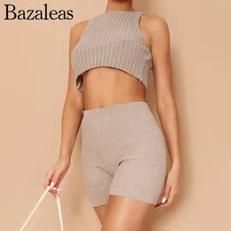 Work Dresses Women Crop Top And Mini SHORTS Skinny Set Knitted Solid Color Elastic Sets 2024 Official Clothing Store