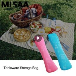 Dinnerware Sets Travel Cutlery Bag Portable Family Camping Picnic Fork Spoon Washable Packaging Storage Printed Knifes