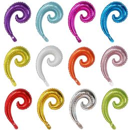 Party Decoration 10 Pcs Colourful Spiral Wave Curve Foil Balloons Family Birthday Wedding Wall Stickers Inflatable Toys