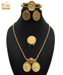 Jewelery Set African Bridal Earing Sets Womens Indian Gold Plated Jewellery Coin Necklace Wedding Rings Bracelet Egyptian Designer5791106