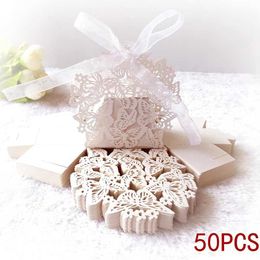 Gift Wrap 25/50 laser cut butterfly carrier gifts candy boxes ribbons packaging baby showers wedding parties gift decorationsQ240511