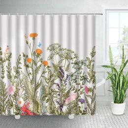 Shower Curtains Natural Plants Flowers Set Dandelion Hand Painted Art Simple Nordic Decor Bathroom Cloth Bath Curtain With Hooks