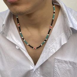 Choker Punk Unique Summer Colorful Bead Necklace Beach Sweater Chain Men Korean Style Women Clavicle