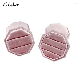 Jewelry Pouches Pink Ring Box Pair Rings Display Case Earrings Storage Holder Accessories Gift Three Slots