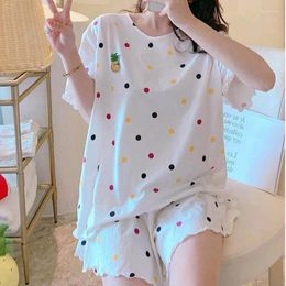 Home Clothing Pineapple Sleepwear Women Pyjama Sets Dot Korean Piiama 2 Pieces Night Wears Short Sleeve Pyjamas Summer Suit 2024