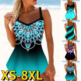 Women's Swimwear 2024 Vintage Bikini Summer Design Printing Bathing Suit Two Piece Set Beach Wear Women High Waist Tankini Swimsuit