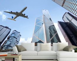 Wallpapers Papel De Parede Airplane Skyscrapers Passenger Airplanes Po Wallpaper Living Room Sofa TV Wall Bedroom Paper Home Decor