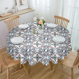 Table Cloth Morocco Flower Retro Waterproof Tablecloth Tea Decoration Round Cover For Kitchen Wedding Party Home Dining Room