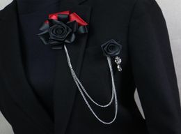 iRemiel Handmade Korean Rose Flower Tassel Black Brooch Men Lapel Pin Badge Suit Shirt Collar Brooches Corsage Accessories2620886