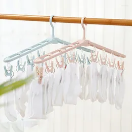 Hangers Travel Portable Foldable Clothes Drying Rack Windproof Shirt Socks Pants With 8 Clips 360° Rotating Closet Organizer