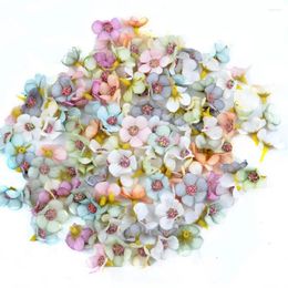 Decorative Flowers 100Pcs Home Wedding Garland Flower Heads Daisy Artificial Mini Silk