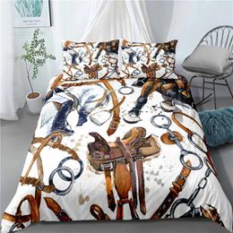 Bedding Sets 3D Animal Running Horse Pattern Duvet Cover Crystal Boys Full Twin Size Pillow Cases