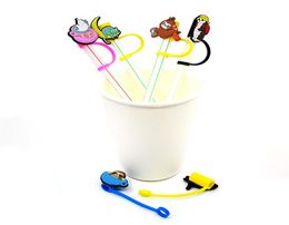 Custom kawaii soft silicone straw toppers accessories cover charms Reusable Splash Proof drinking dust plug decorative 8mm straw p1227235