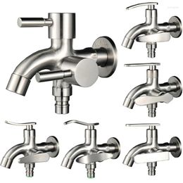 Bathroom Sink Faucets 1PC 304 Stainless Steel Double Duo Outlet Garden Outdoor Bibcock Valve Faucet G1/2" Washing Machine Mop Pool Tap