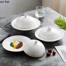 Plates Ceramic Dinner Plate Sashimi Sushi Dishes Pasta Steak Soup Basins Restaurant Round With Lid Tableware Snack Desserts Tray