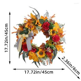 Decorative Flowers 45cm Fall Wreath With Maple Eucalyptus Leave Door Autumn Decoration For Festival Party Home