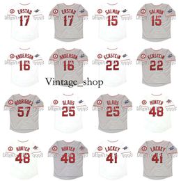 Vin Vintage 2002 15 Tim Salmon Baseball Jerseys Garret Anderson Troy Glaus 57 Francisco Rodriguez 17 Darin Erstad 9 Chone Figgins 48 Torii