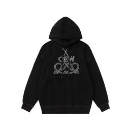 Designer Luxury Loes Classic Trendy Brand Autumn Winter Open Thread Design Long Sleeved Hooded Embroidered Letters Casual Loose Men and Women Hoodies