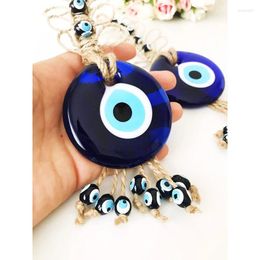 Decorative Figurines Turkish Evil Eye Wind Chime With Handwoven Blue Charms Car Hanging Decoration Glass Ornament For Living Room Wall Decor