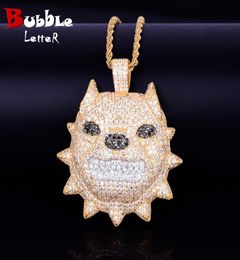 Animal Dog Necklace Rock Street Jewellery Gold Colour Charm Material Copper Cubic Zircon Hip Hop Jewellery With Rope Chain2792329