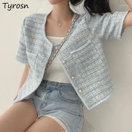 Women's Jackets Basic Women French Style Chic Design Sweet Girls Simple Outwear All-match Casual Crop Summer Short Sleeve Cosy Stylish