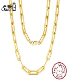 Effie Queen Italian Paperclip Chain Link Necklace 925 Sterling Silver 14k Gold 16quot 18quot 22quot inches Necklaces for Wom7235315