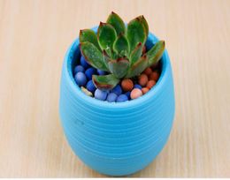 DHL Colourful Plant Pot Plastic Round Sucuulent Plant Pot Home Office Desktop Garden Deco Garden Pots Gardening Tool2677225