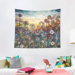 Tapestries Stained Glass Evening Wildflowers Tapestry Outdoor Decoration Home Decor Aesthetic