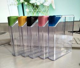 5 Colours Lids 15oz Plastic Notebook Water Bottle 450ml A5 Book Paper Flat Portable Wine Pot Clear Water Kettle Handy Cups Hip Flas5496298