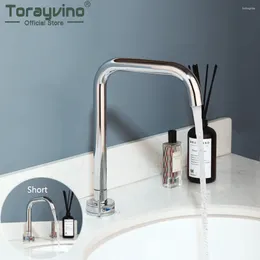 Bathroom Sink Faucets Torayvino Basin Faucet Chrome Finish Taps Simple Design Stainless Steel & Cold Mixer Water Tap