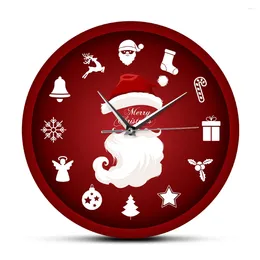 Wall Clocks Red Merry Christmas Saat Reloj De Pared Watch Year Santa Clause Colourful Print Acrylic Slient Non-Ticking Clock