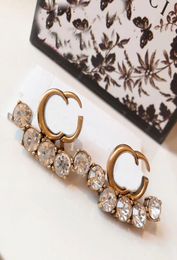 Fashion Designer Stud Earrings for Women Studs Pearl Jewellery Gold Letters Hoop Earring Diamond Box Wedding Ear Hoops Charm9767744