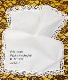 Set of 12 Fashion Ladies Handkerchief 12quotx12quotwhite Cotton Wedding Bridal Handkerchiefs Embroidered Lace Hankies Hanky Fo4289253