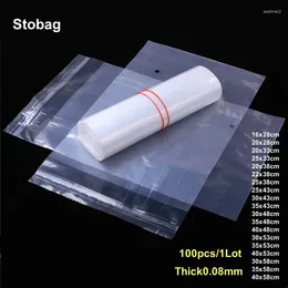 Gift Wrap StoBag 100pcs PE Transparent Self-adhesive Bags Clothes Packaging Pouches Clear Plastic Sealed Shirts Storage Reusable Pocket