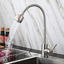 Bathroom Sink Faucets Kitchen Faucet Stainless Steel Single Handle Basin Tap Swivel Spout Cold And Mixer 360 Degree Rotatable Pull Down