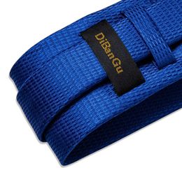 Neck Tie Set Luxury Blue Glitter Solid Silk Ties For Men Business Wedding Neck Tie Set With Tie Ring Brooch Pin Mens Cufflinks Pocket Square
