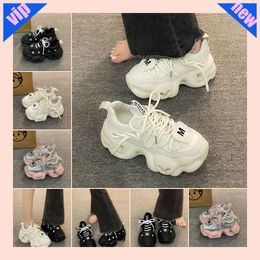 European Station Dad Shoes Women Show Feet Small Early Spring New Small Tall Tall Thick Casual Sports Shoes fashionable soft Sneakers Shoes pink black white 2024